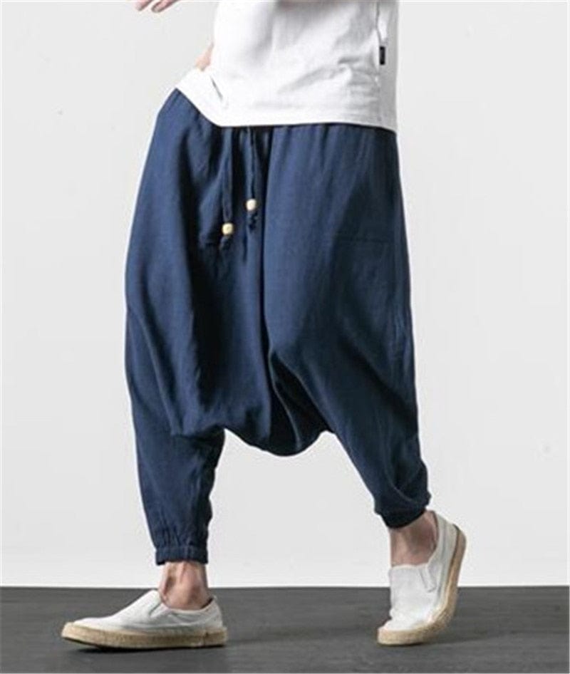 Buddha Trends Harem Pants Cotton and Linen Drop Crotch Harem Pants | Lotus