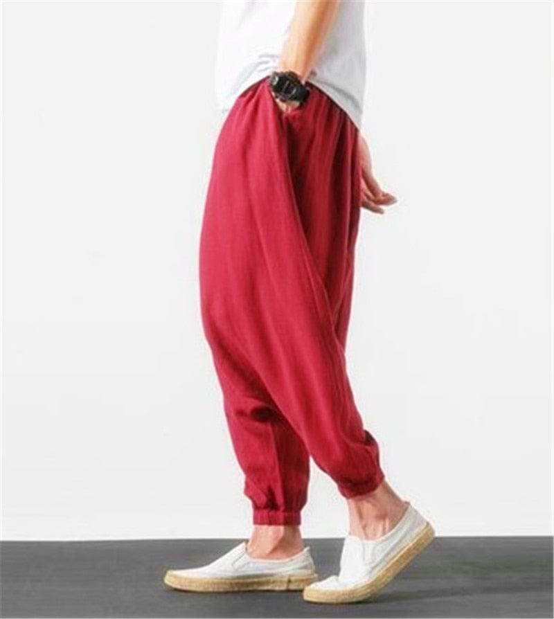 Buddha Trends Harem Pants Cotton and Linen Drop Crotch Harem Pants | Lotus