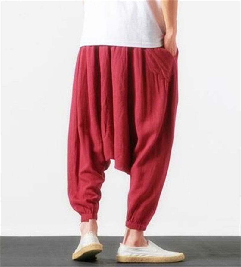 Buddha Trends Harem Pants Cotton and Linen Drop Crotch Harem Pants | Lotus
