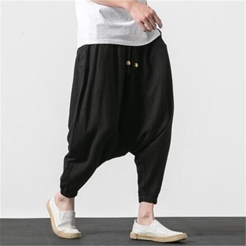 Buddha Trends Harem Pants Cotton and Linen Drop Crotch Harem Pants | Lotus