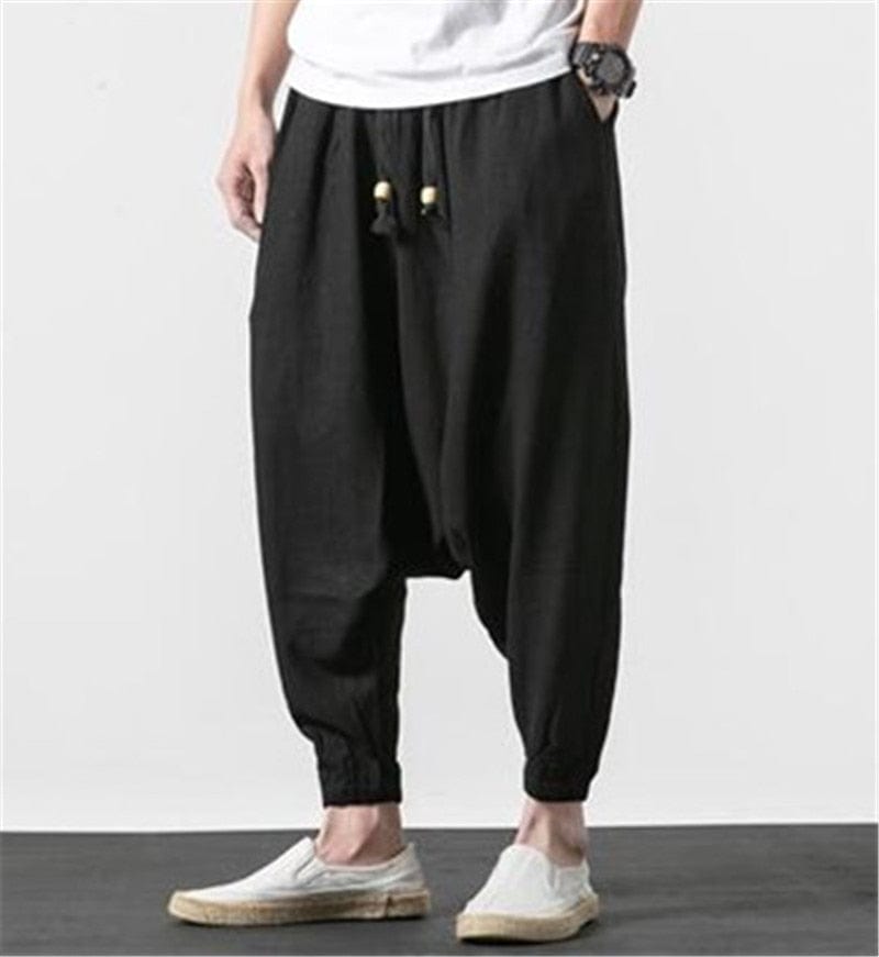 Buddha Trends Harem Pants Cotton and Linen Drop Crotch Harem Pants | Lotus