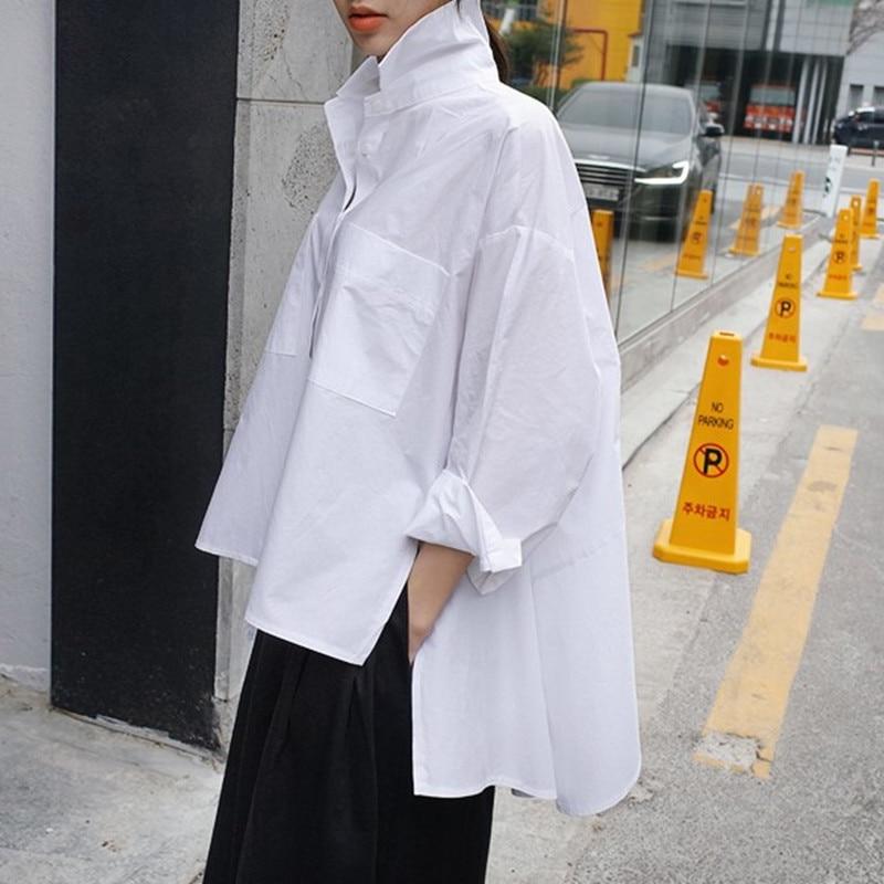 Buddha Trends Irregular Button Down Oversized Shirt