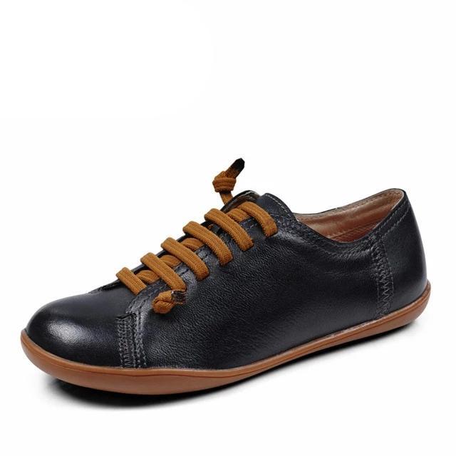 Buddha Trends Jet Black / 11 Leather Slip On Sneaker Flats