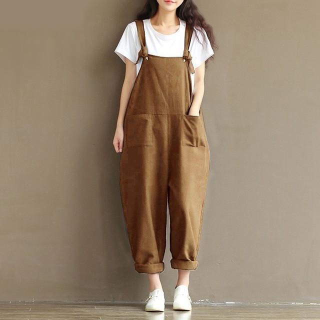 Buddha Trends Khaki / S Plus Size 90s Overalls for women