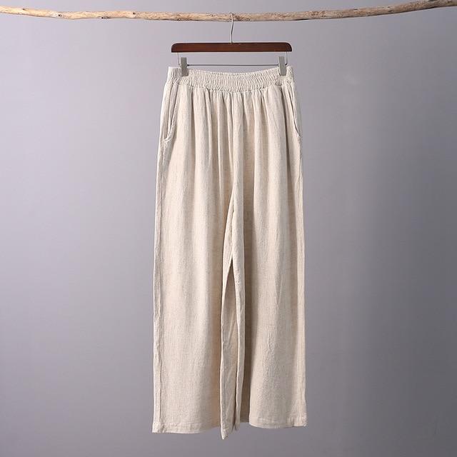 Buddha Trends Linen Color / One Size Zen Garden Cotton & Linen Palazzo Pants | Zen