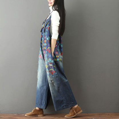 Buddha Trends One Size / Blue Floral Vintage 90s Overall