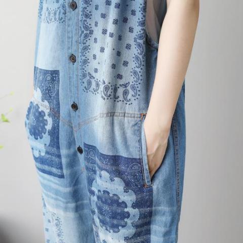 Buddha Trends One Size / Blue Mandala Denim Overall