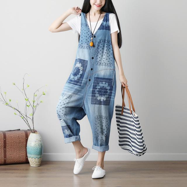 Buddha Trends One Size / Blue Mandala Denim Overall