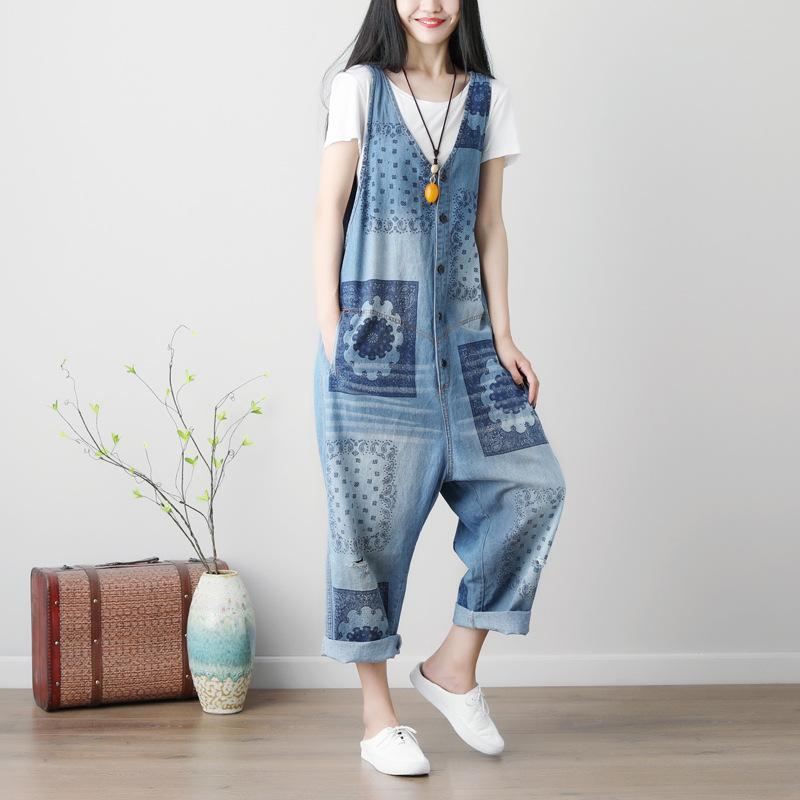 Buddha Trends One Size / Blue Mandala Denim Overall