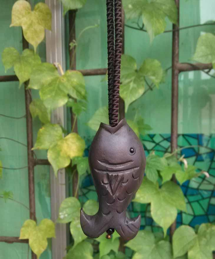 Buddha Trends One Size / Brown Handcrafted Fish Wood Pendant Necklace