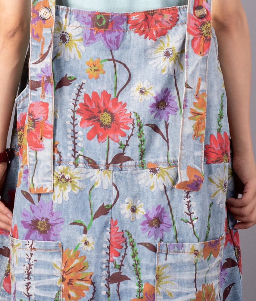 Buddha Trends One Size Free People Floral Denim Overall