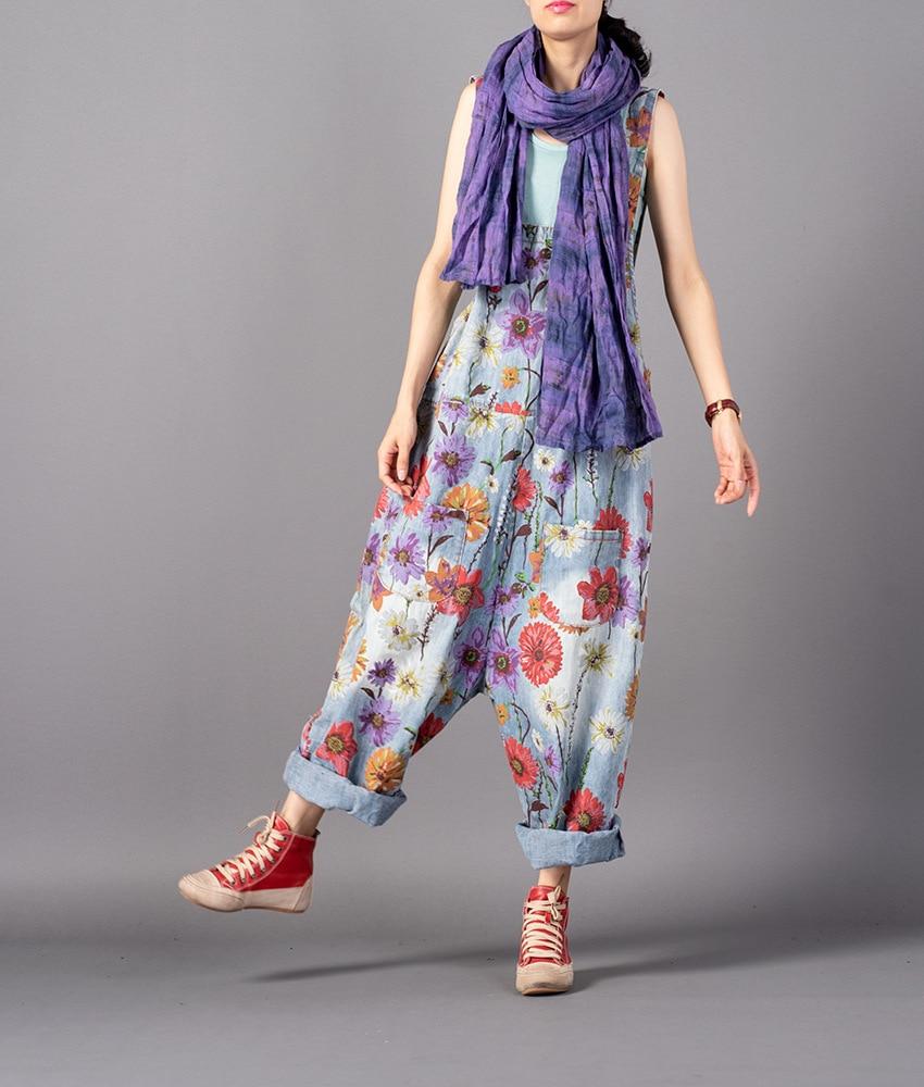 Buddha Trends One Size Free People Floral Denim Overall