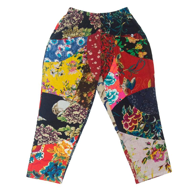 Buddha Trends One Size / Multicolor Random Patchwork Floral Hippie Pants