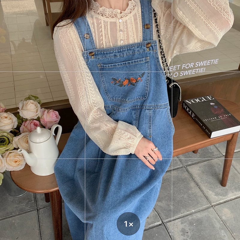 Buddha Trends overall dress Blue Denim Midi Overall Dress