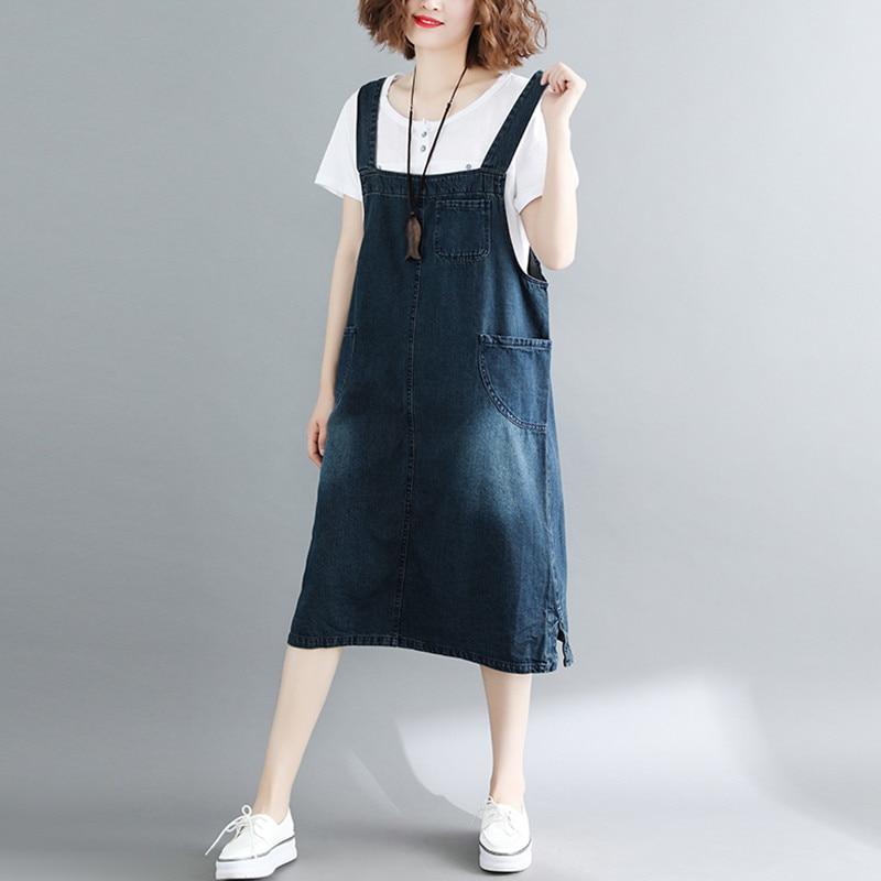 Buddha Trends overall dress Dark Blue / M Denim Bib Overall Dress