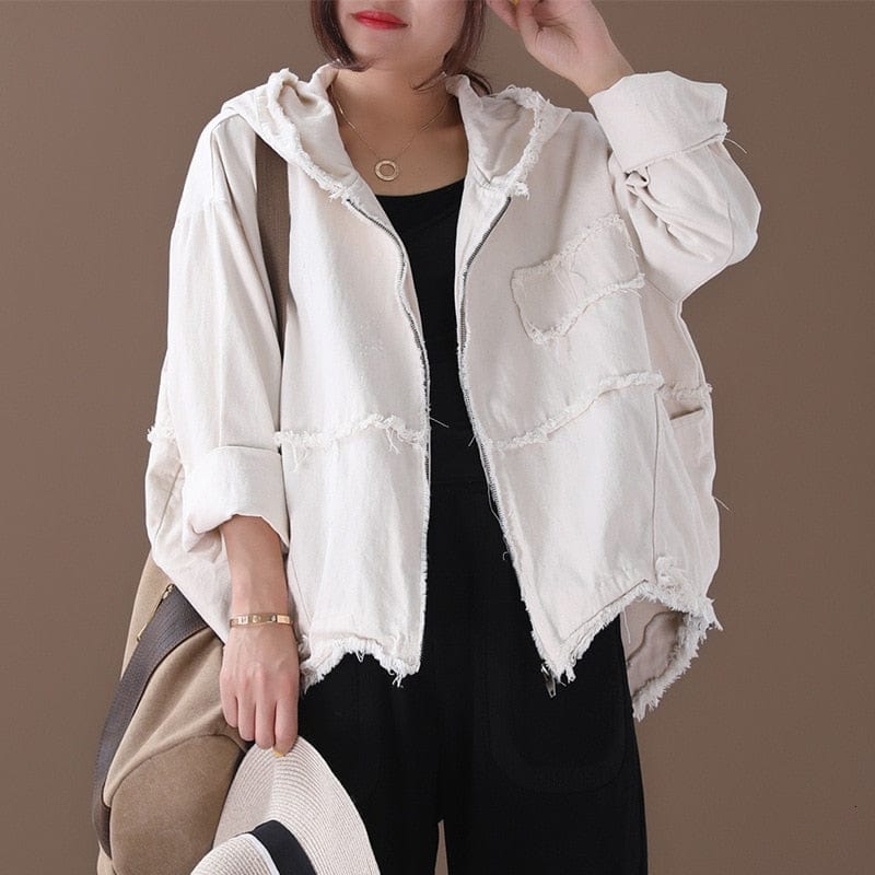 Buddha Trends Oversized Denim Jacket with Hoodie