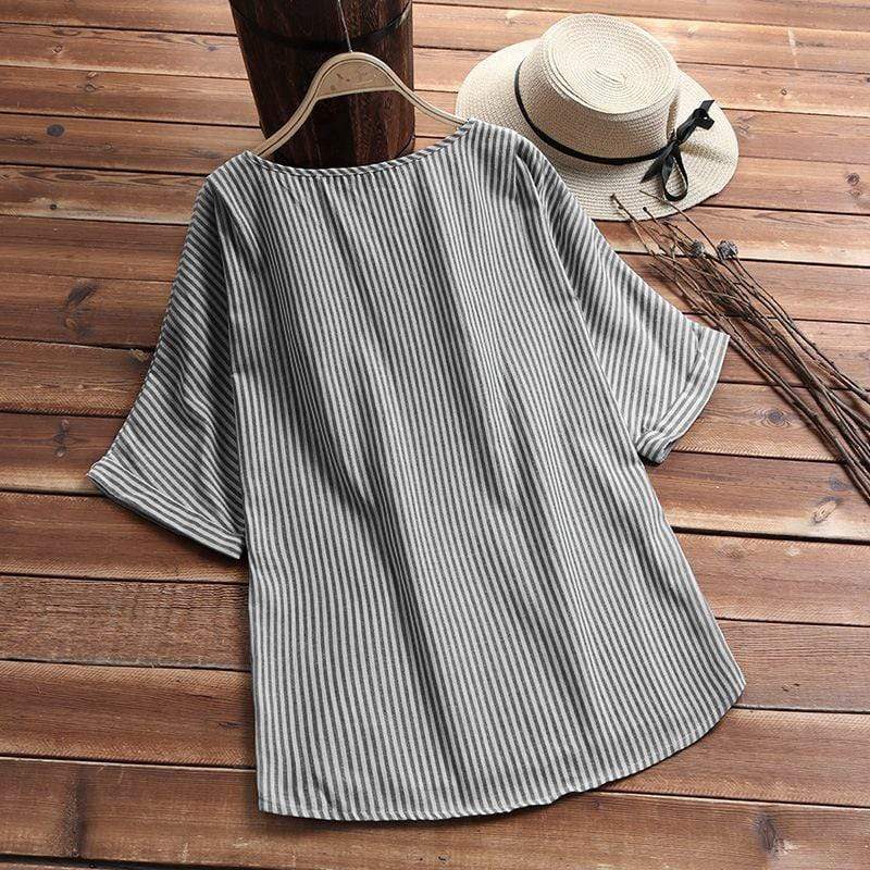 Buddha Trends Oversized Plus Size Striped T-Shirt