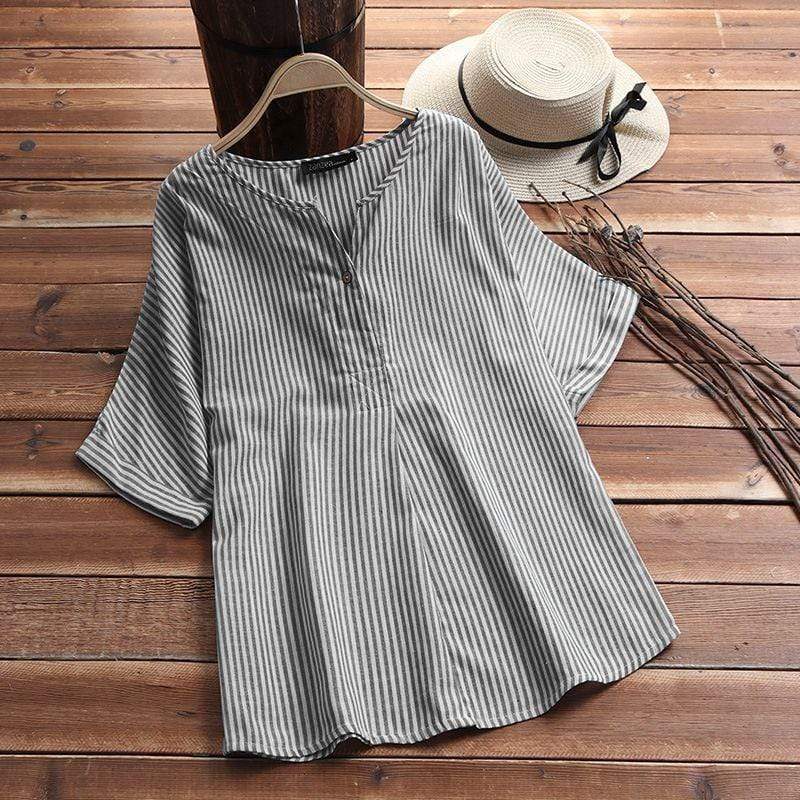 Buddha Trends Oversized Plus Size Striped T-Shirt