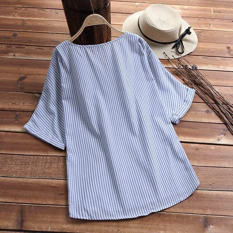 Buddha Trends Oversized Plus Size Striped T-Shirt