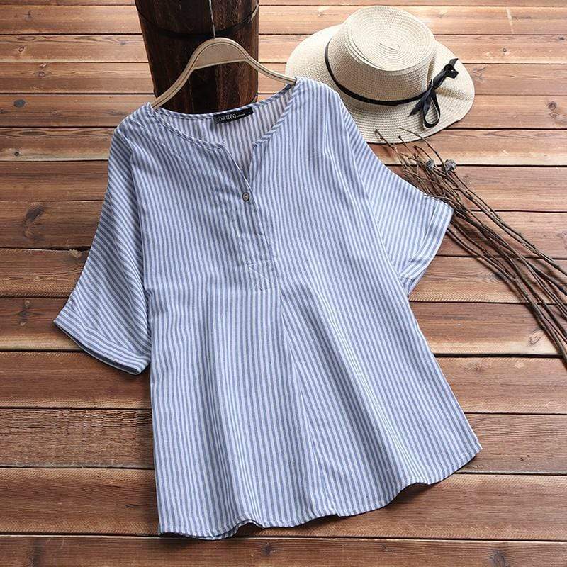 Buddha Trends Oversized Plus Size Striped T-Shirt