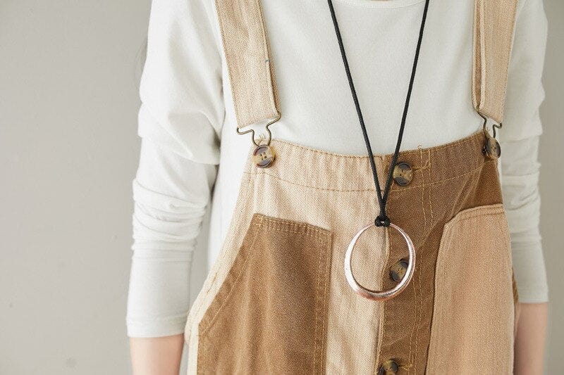 Buddha Trends Patchwork Oversized Denim Overall
