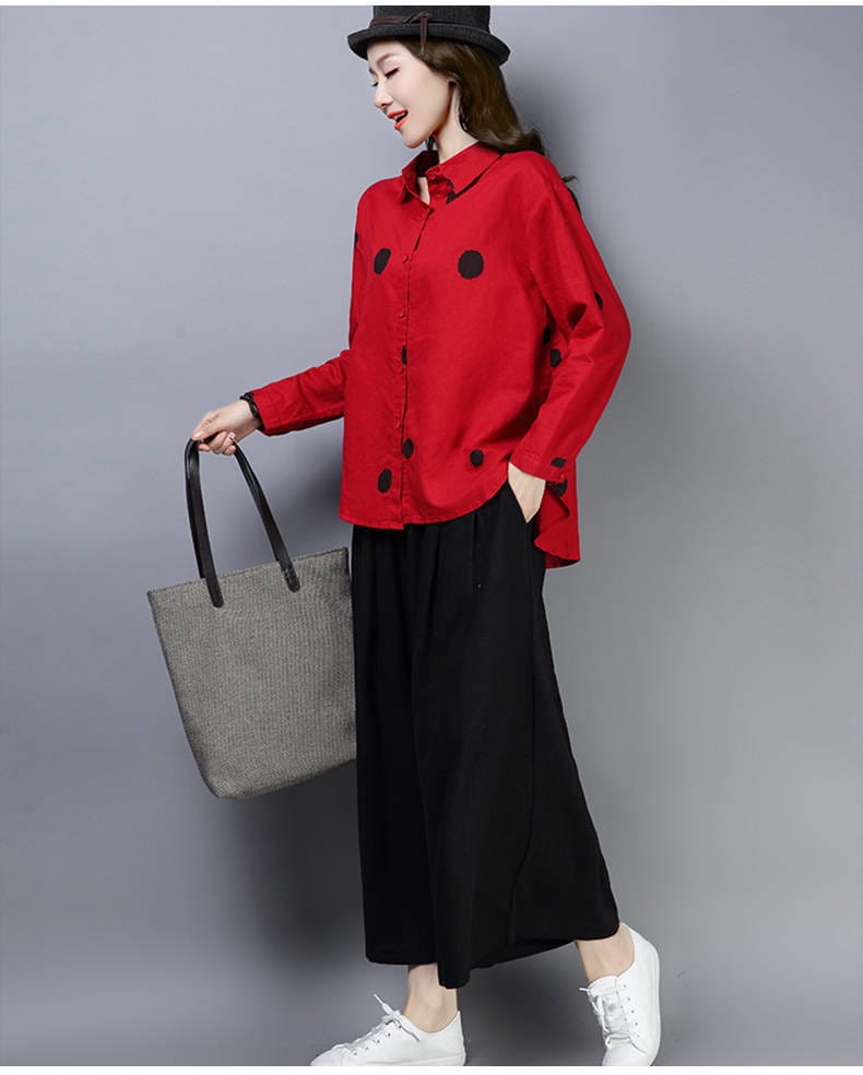 Buddha Trends Polka Dot Hipster Blouse