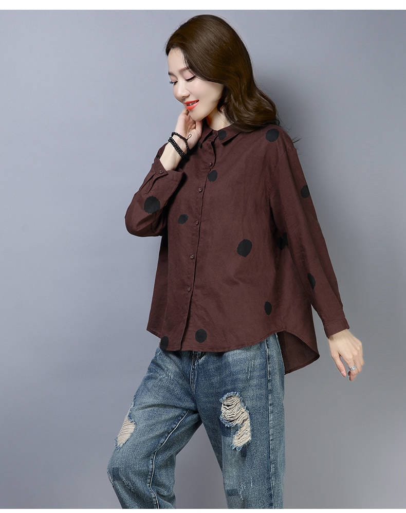 Buddha Trends Polka Dot Hipster Blouse