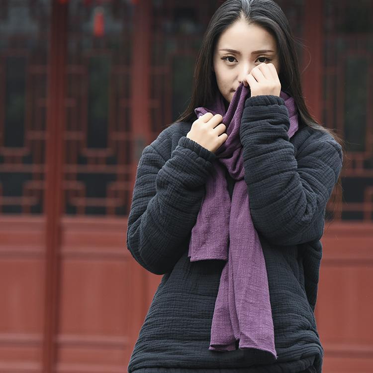 Buddha Trends Purple / One Size Cotton Linen Large Scarf