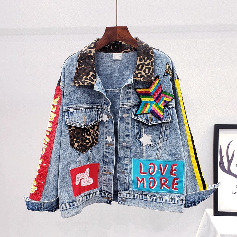 Buddha Trends Queen Patchwork Embroidered Denim Jacket