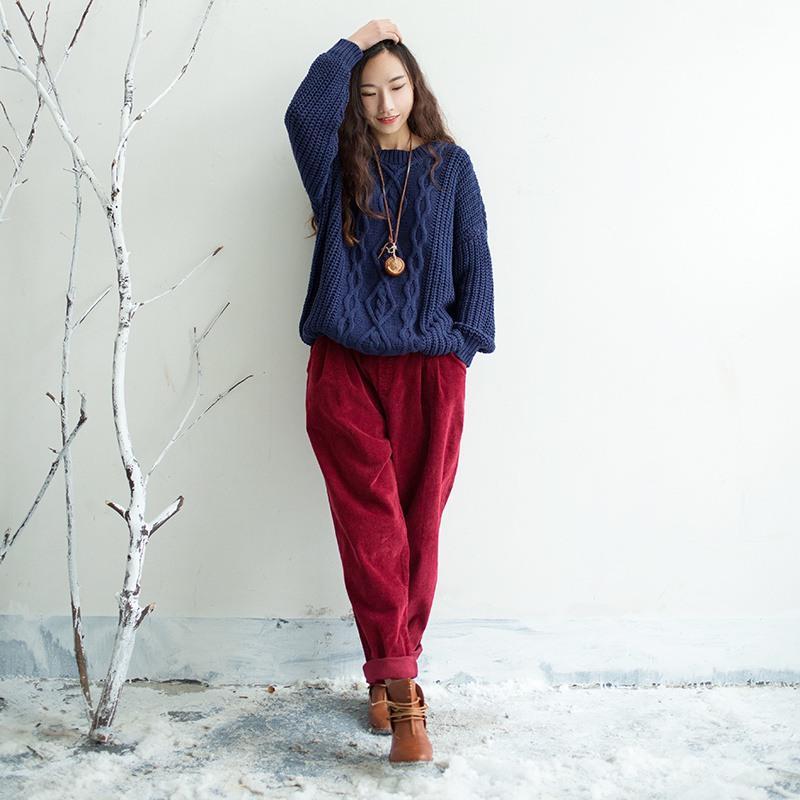 Buddha Trends Red / One Size Retro Corduroy Loose Trousers