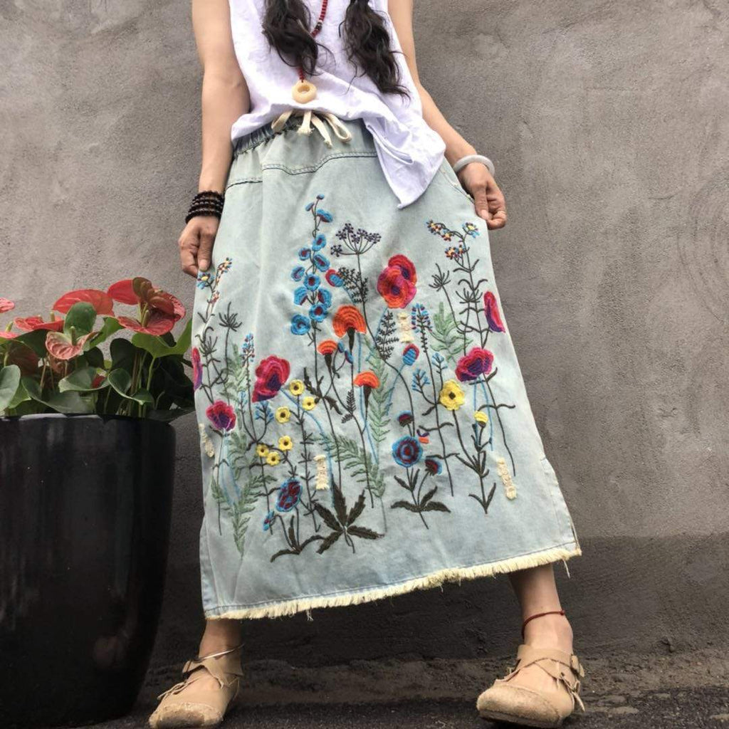 Embroidered skirt cheap floral