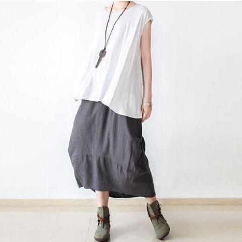 Buddha Trends Skirts Loose Irregular Cut Maxi Skirt
