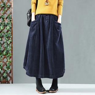 Vintage Pleated Corduroy Midi Skirt