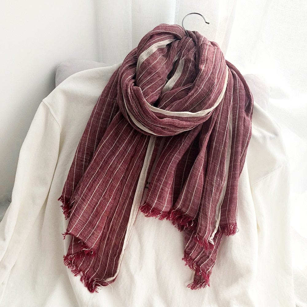 Buddha Trends Striped Cotton & Linen Shawls