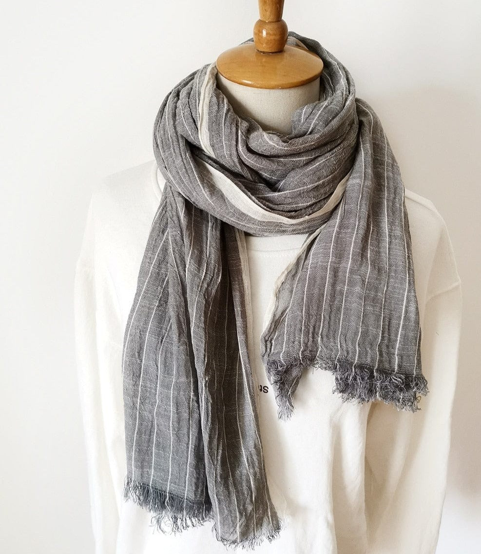 Buddha Trends Striped Cotton & Linen Shawls