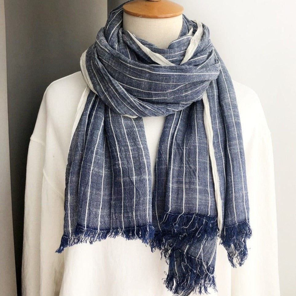 Buddha Trends Striped Cotton & Linen Shawls
