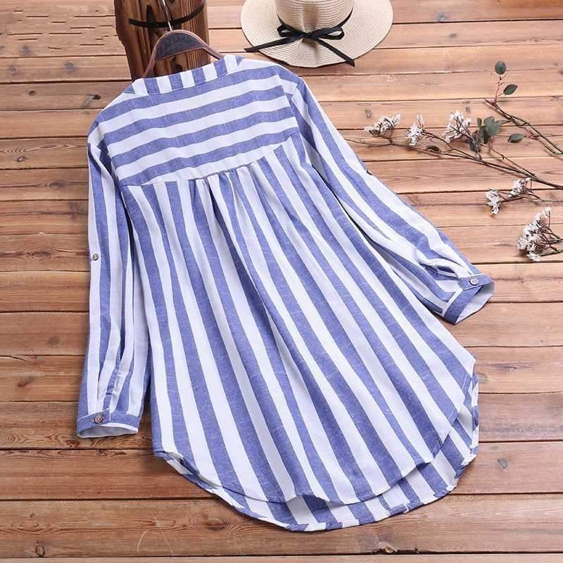 Buddha Trends Striped Oversized Blouse