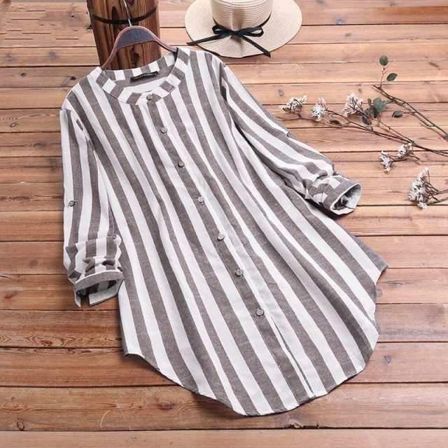 Buddha Trends Striped Oversized Blouse