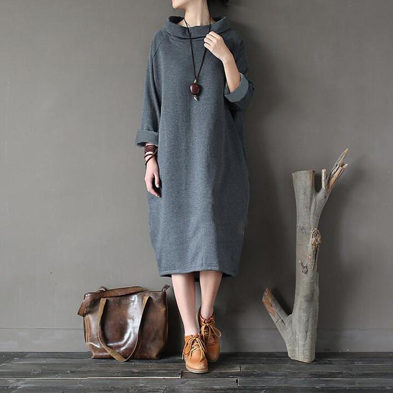 Plus Size Oversized Turtleneck Sweater Dress – Buddhatrends