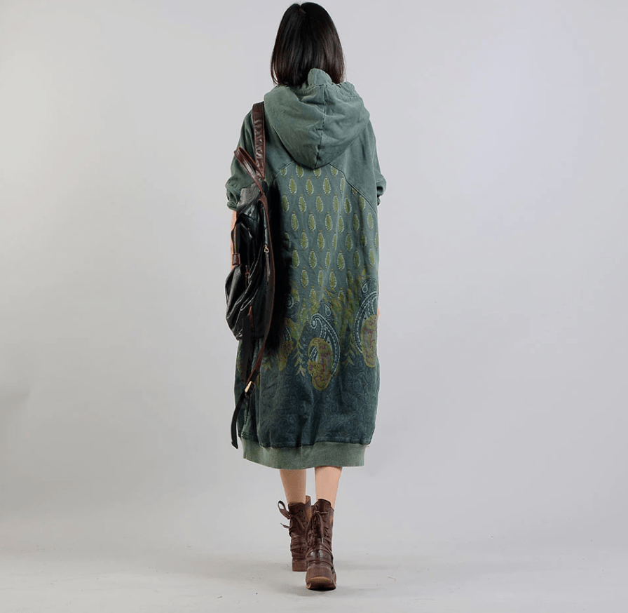 Peacock Paisley Hooded Sweater Dress
