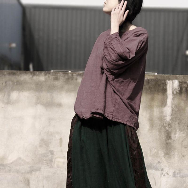 Buddha Trends Tops Loose Batwing Sleeve Linen T-Shirt | Lotus
