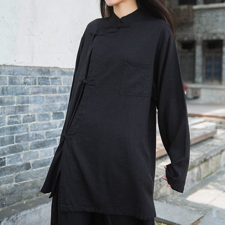 Buddha Trends Tops Minimalist Cotton & Linen Blouse | Zen
