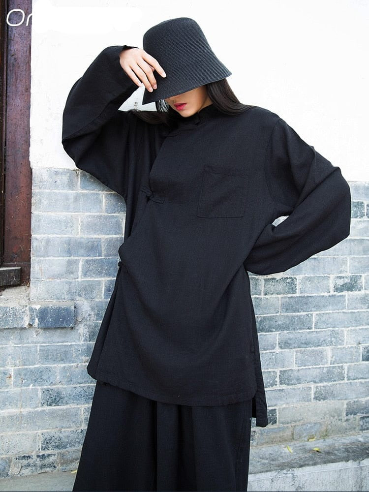 Buddha Trends Tops Minimalist Cotton & Linen Blouse | Zen