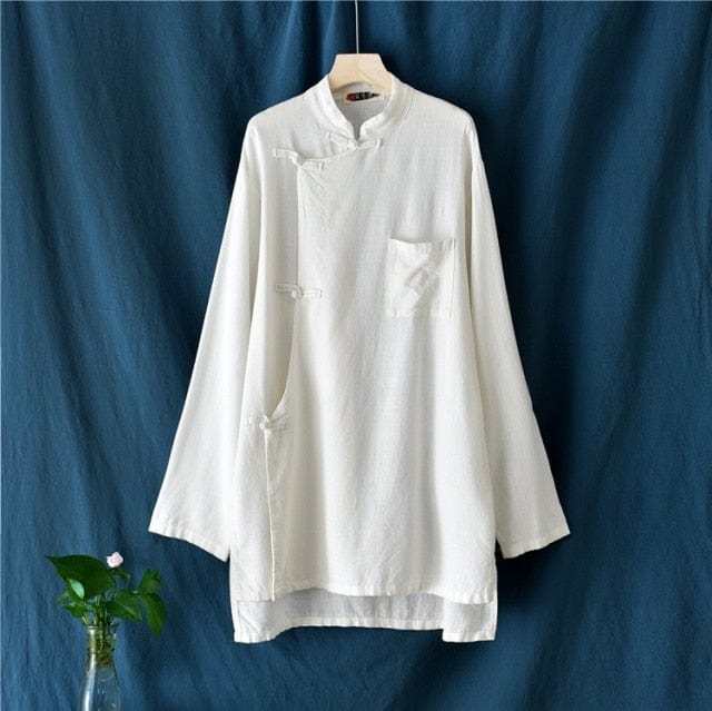 Buddha Trends Tops Minimalist Cotton & Linen Blouse | Zen