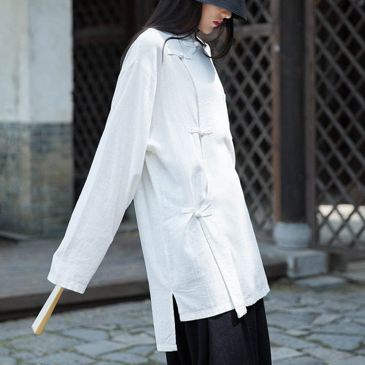 Buddha Trends Tops Minimalist Cotton & Linen Blouse | Zen