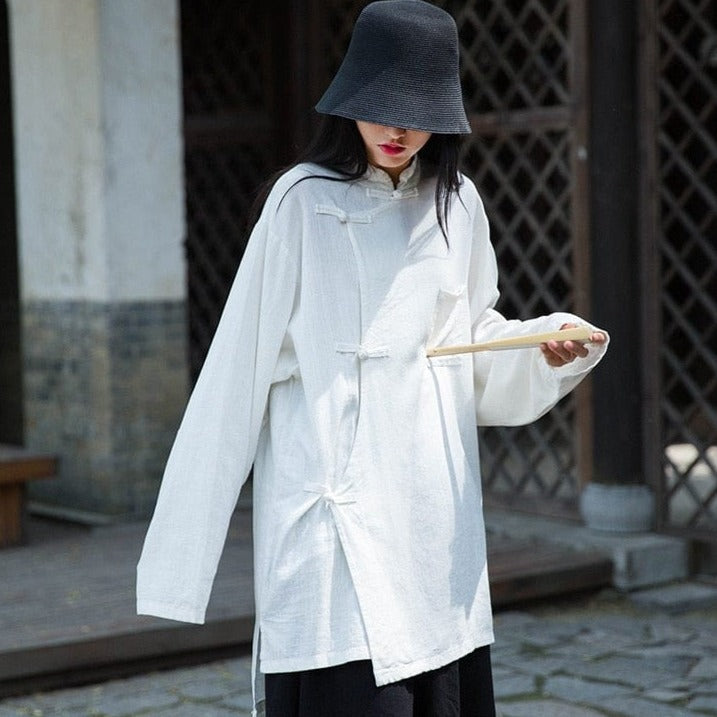 Buddha Trends Tops Minimalist Cotton & Linen Blouse | Zen