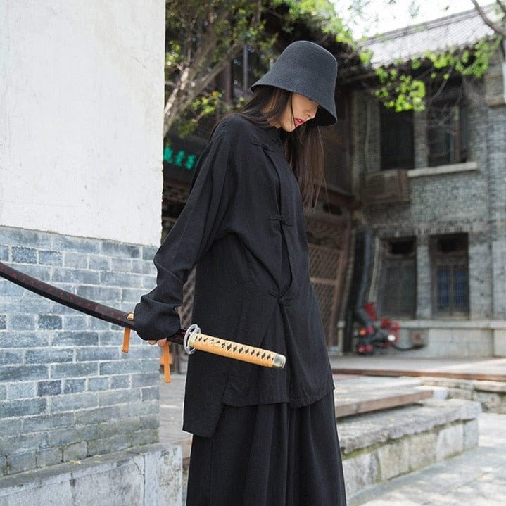 Buddha Trends Tops Minimalist Cotton & Linen Blouse | Zen