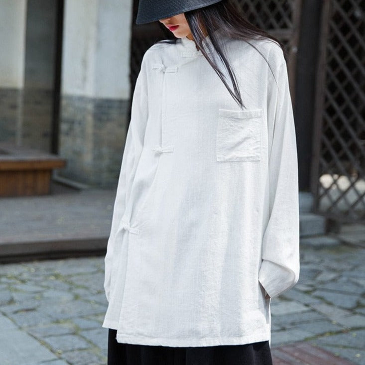 Buddha Trends Tops Minimalist Cotton & Linen Blouse | Zen