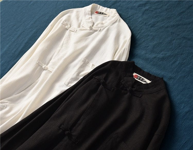 Buddha Trends Tops Minimalist Cotton & Linen Blouse | Zen