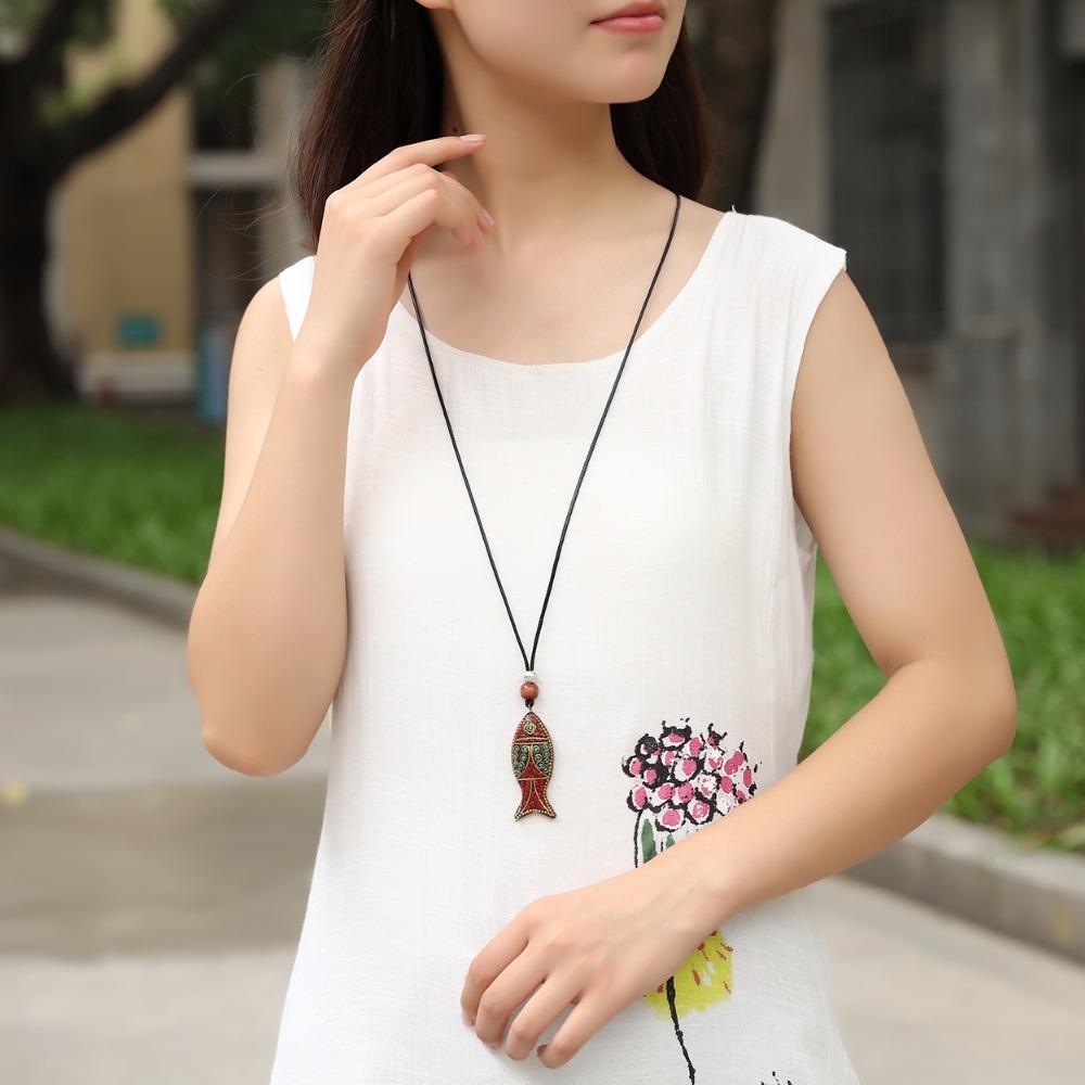 Buddha Trends Tribal Geometric Fish Pendant Necklace